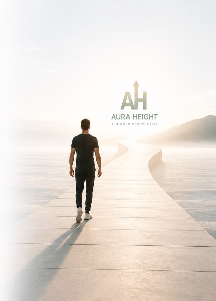 A man walking along a bright winding path toward the horizon